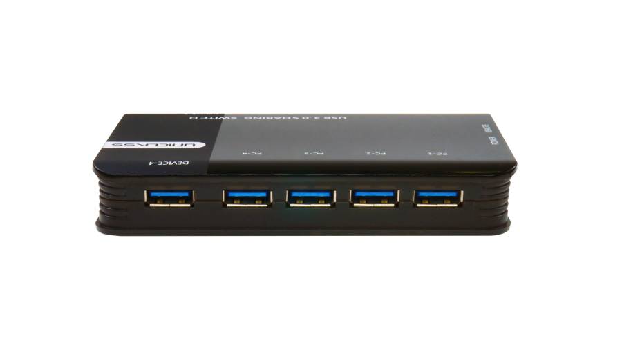 4-PC an 4 USB 3.0 USB-Geräte Peripherie-Switch mit 4 Remote-Tasten, UNICLASS US-04